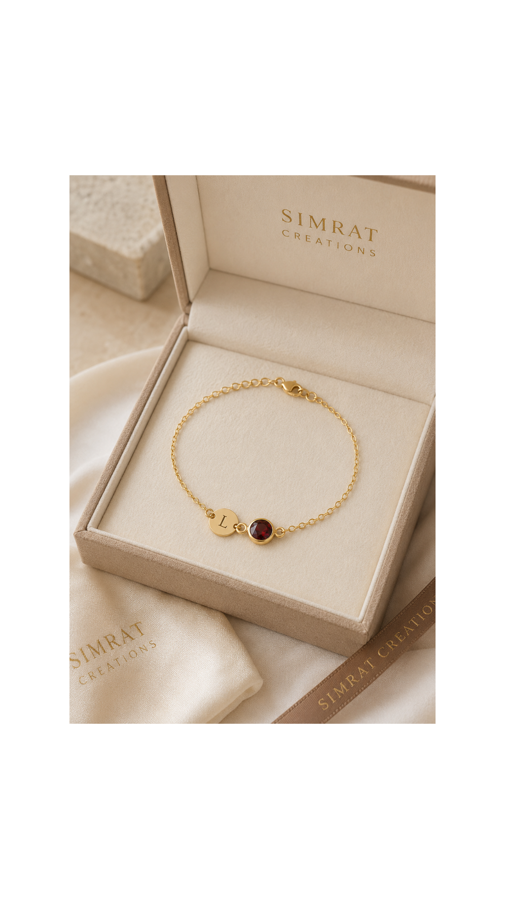 Personalized Initial & Birthstone Bracelet