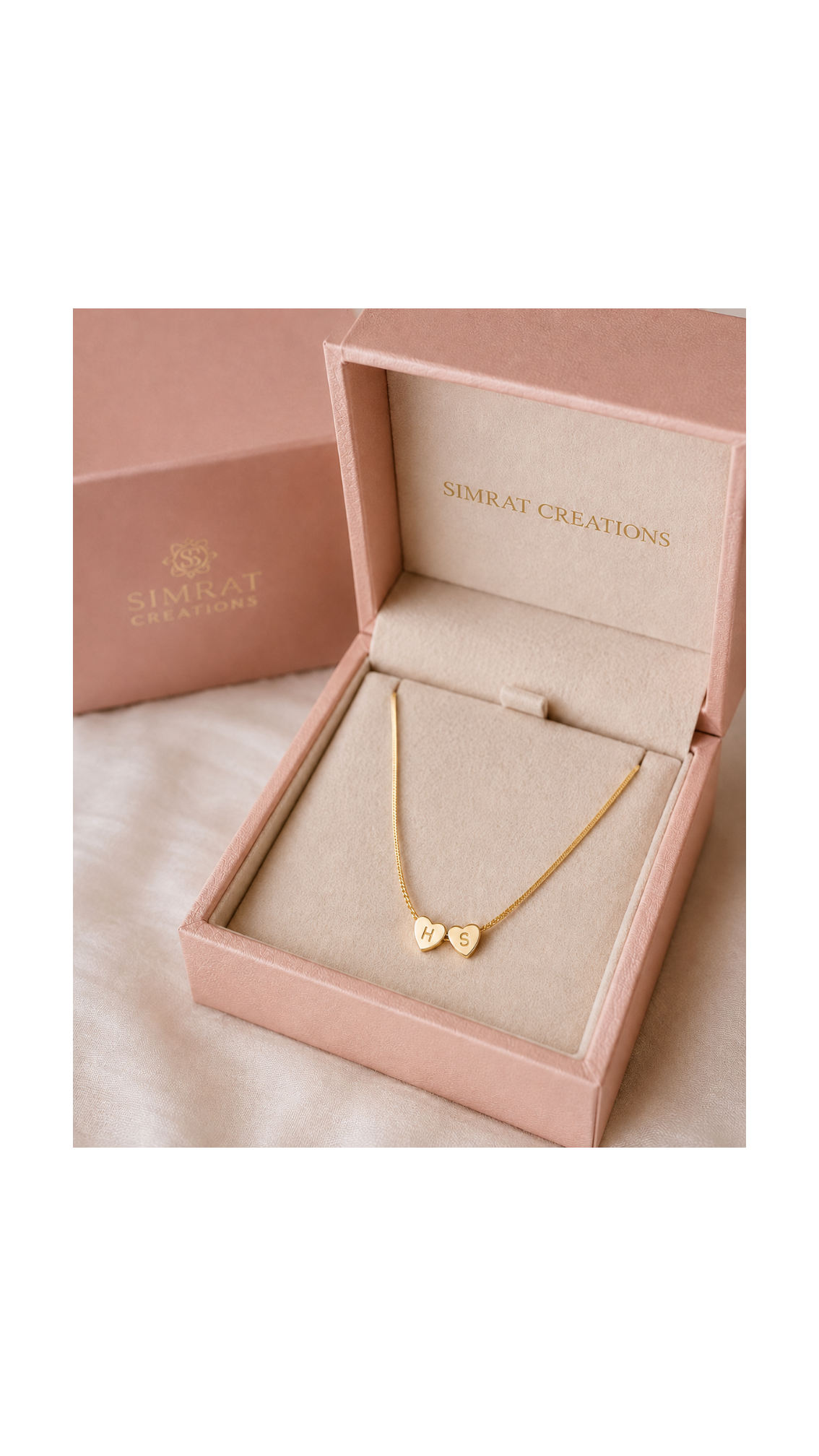 Personalized Double Heart Initial Necklace