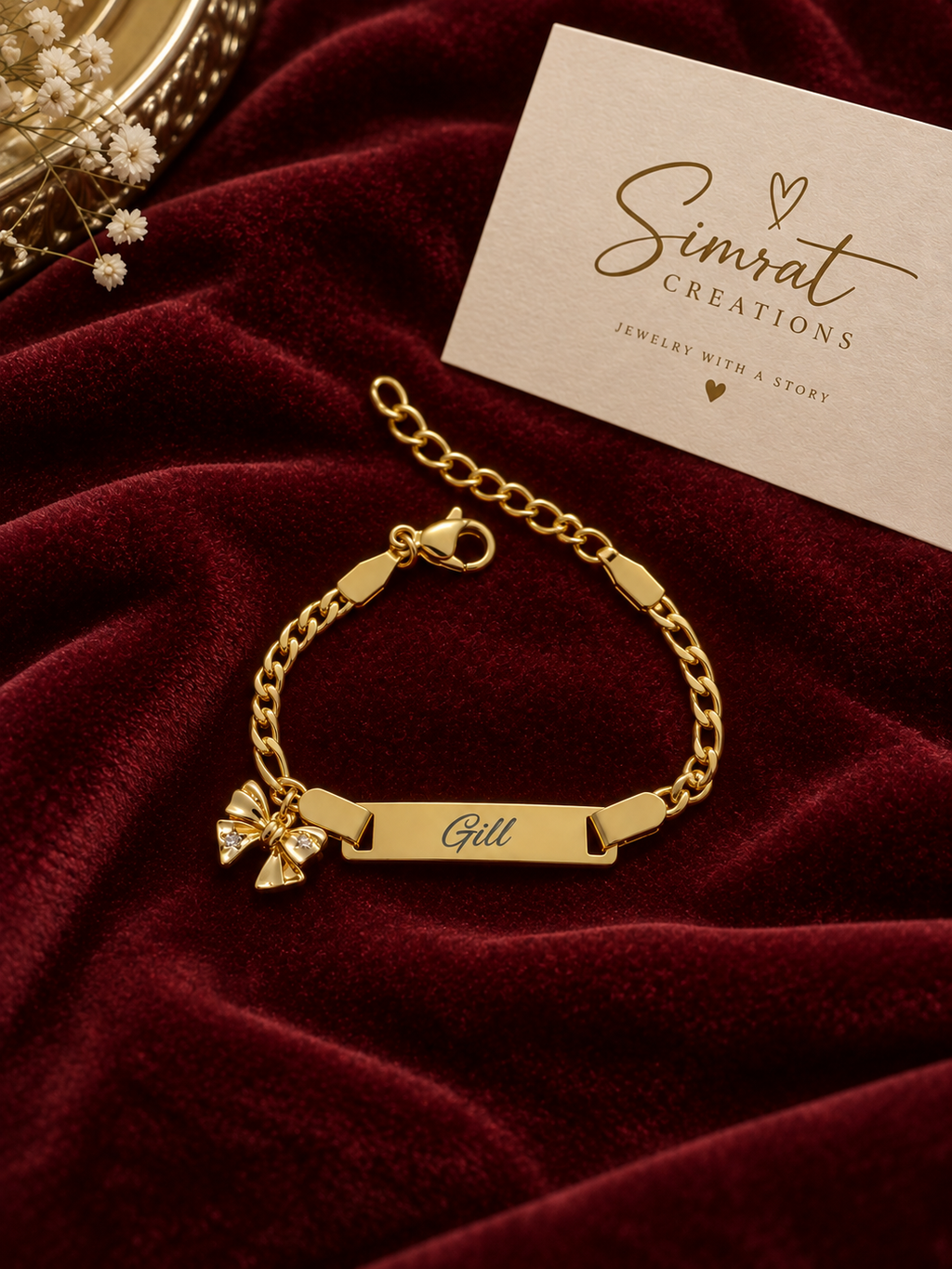 Personalized Bow Charm Bracelet