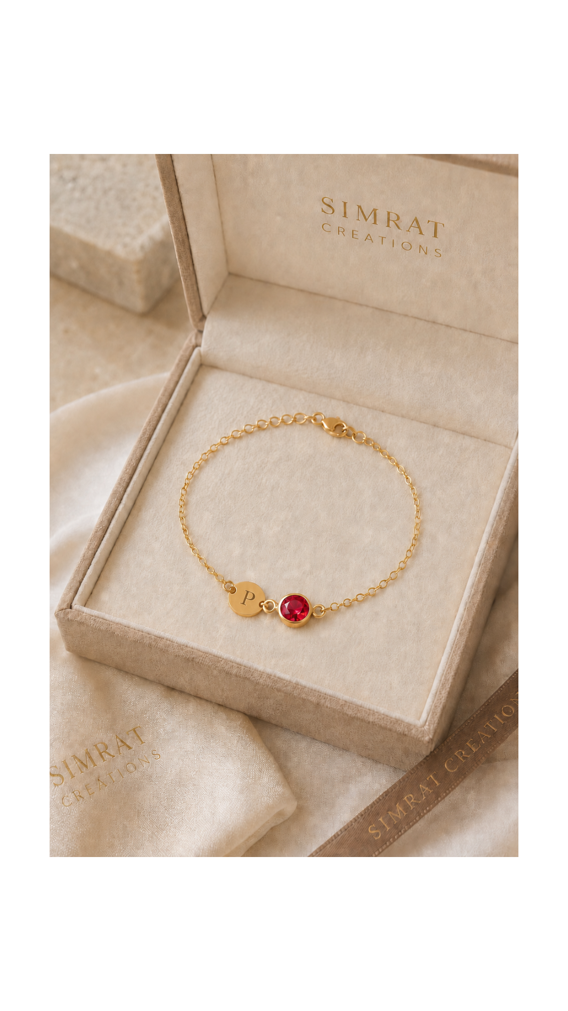 Personalized Initial & Birthstone Bracelet