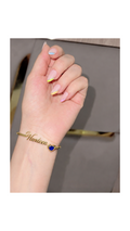 Personalized Name Bracelet with Heart Birthstone