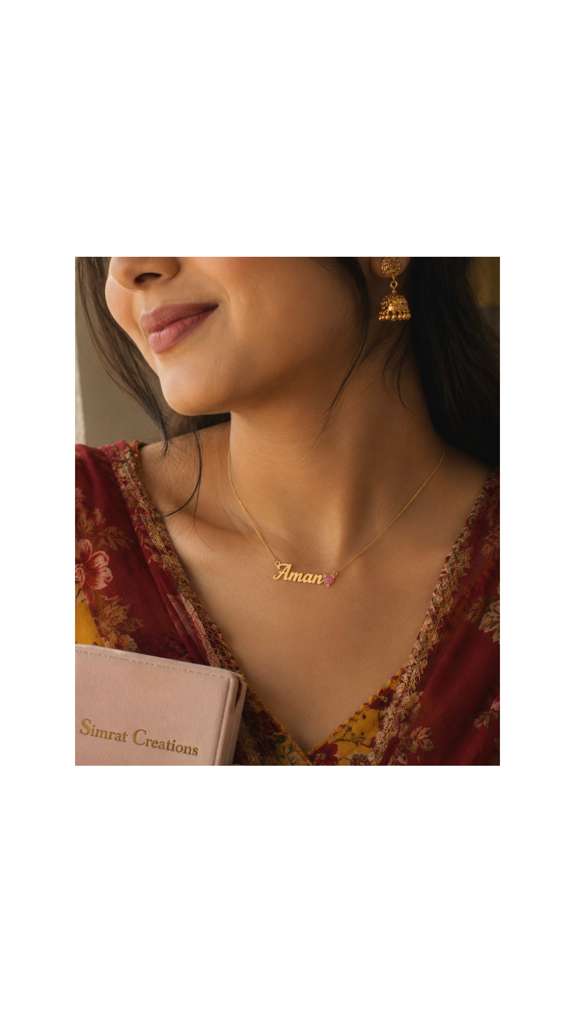 Custom Name Necklace with Birthstone Heart – Gold Plated