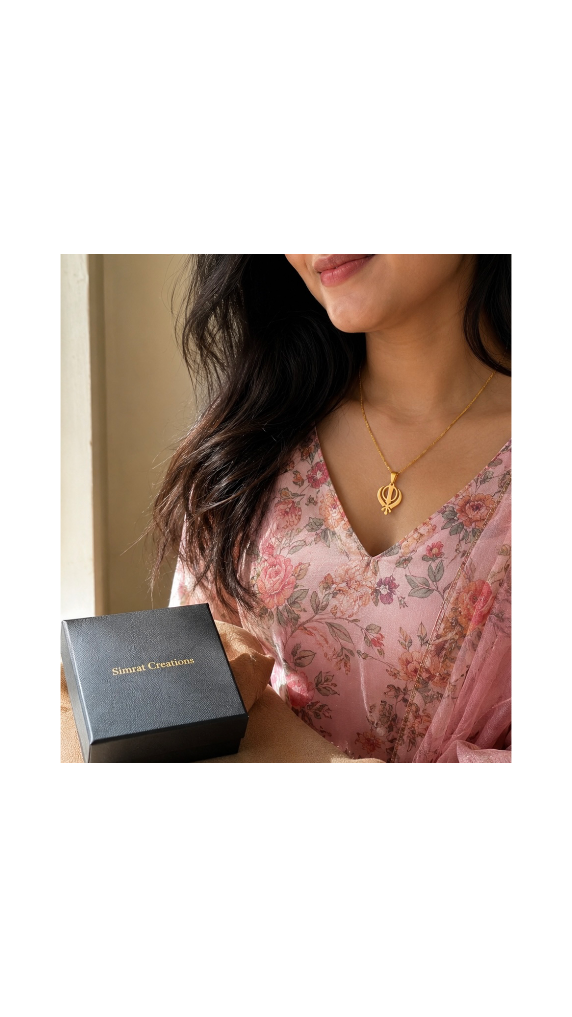 Gold Plated Khanda Pendant Necklace