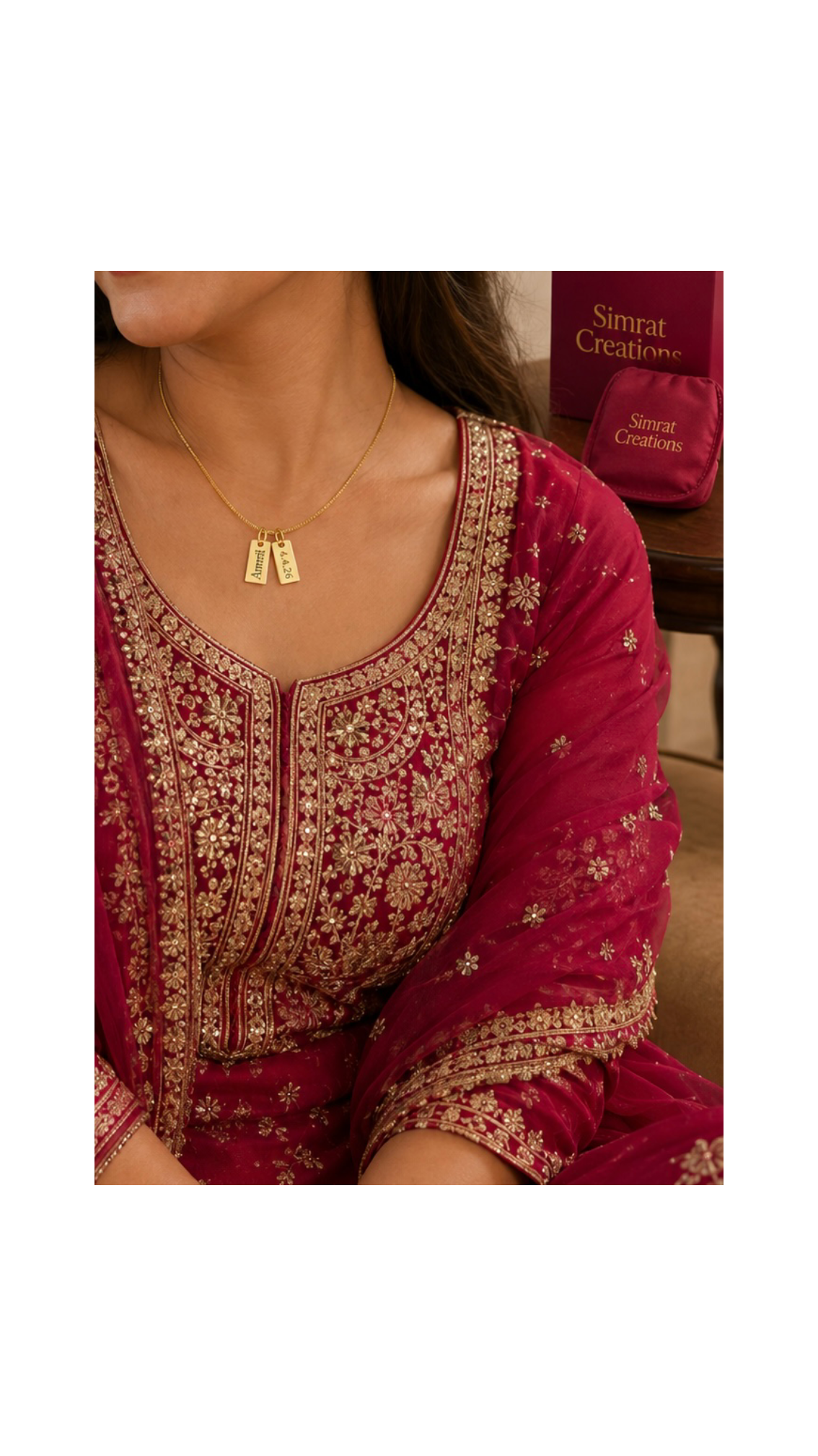 Custom Double Tag Name & Date Necklace – Gold