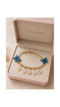 Personalized Blue Butterfly Charm bracelet