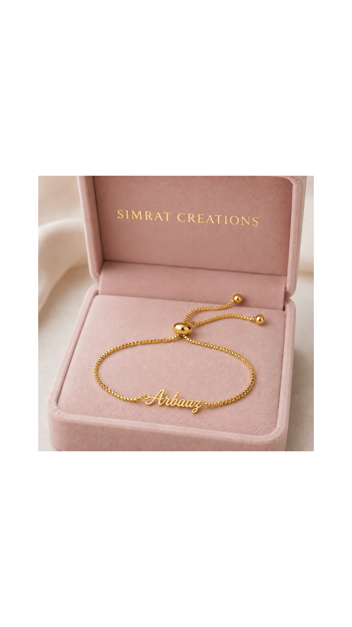 Personalized Name Bracelet – Adjustable Gold-Tone Bolo Bracelet
