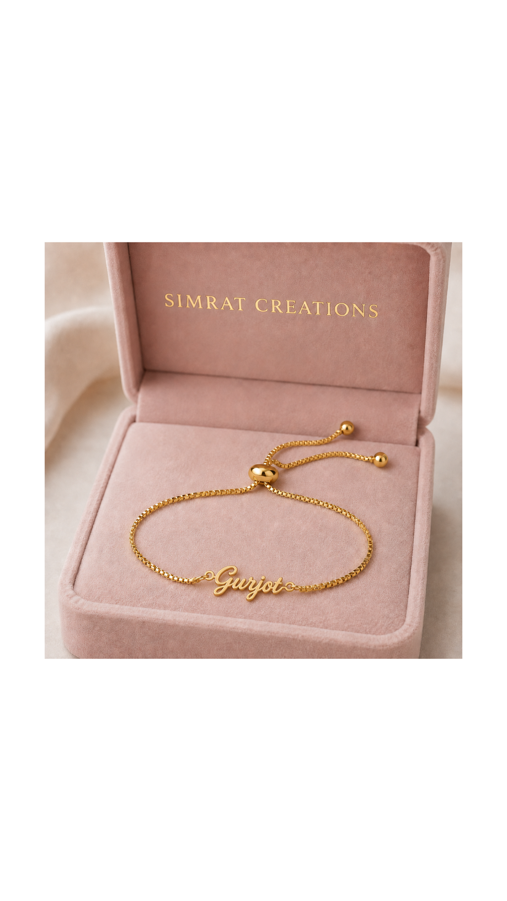 Personalized Name Bracelet – Adjustable Gold-Tone Bolo Bracelet
