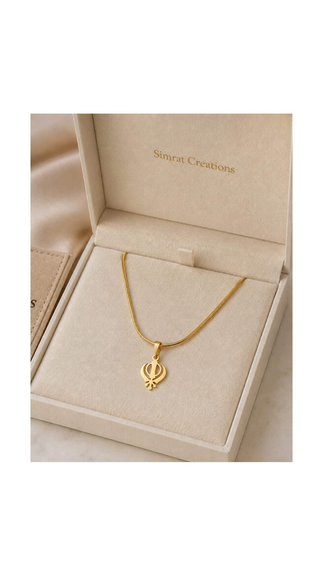 Golden Khanda Pendant Necklace with Snake Chain