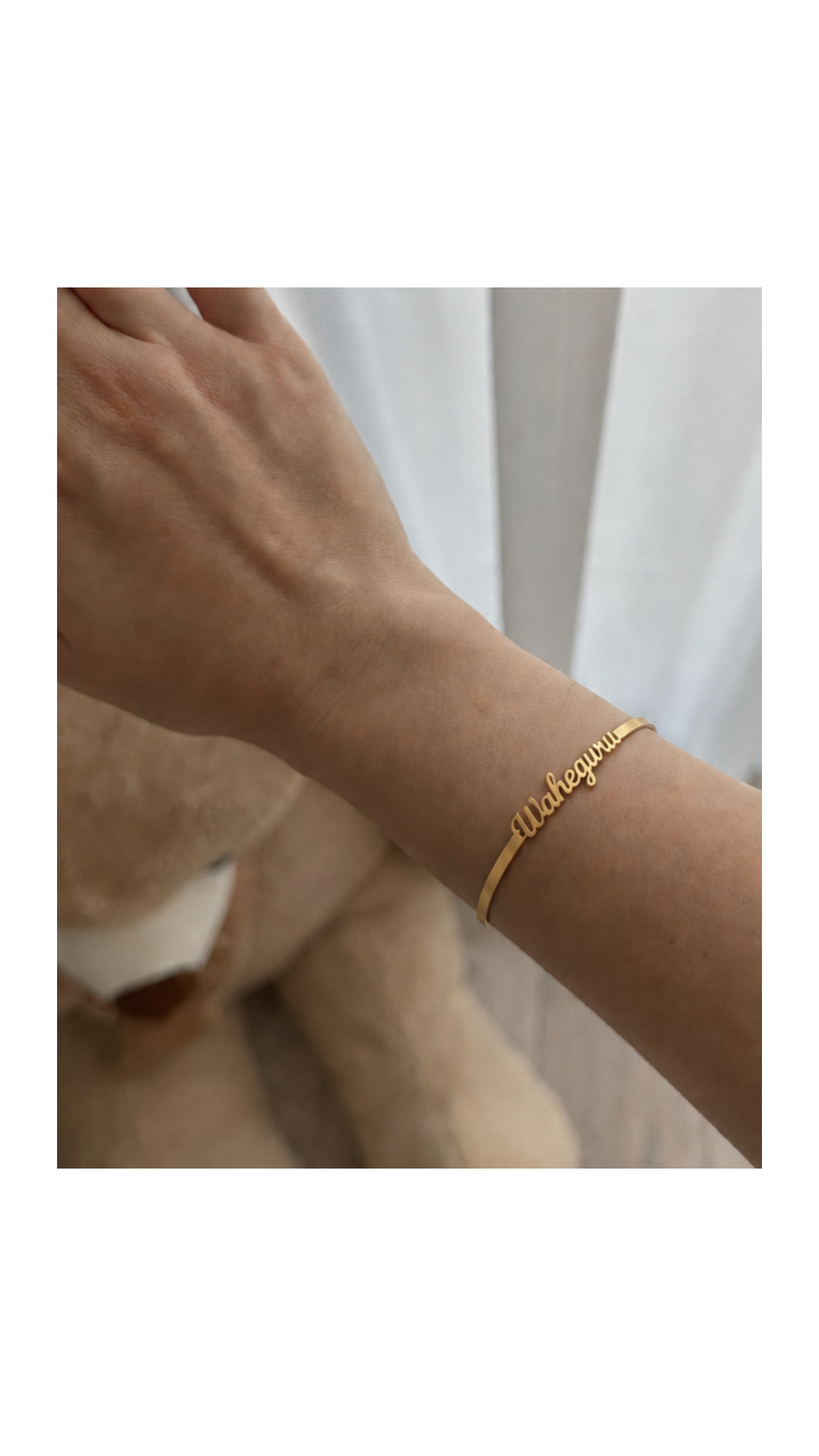 Personalized Waheguru Open Kada Bracelet