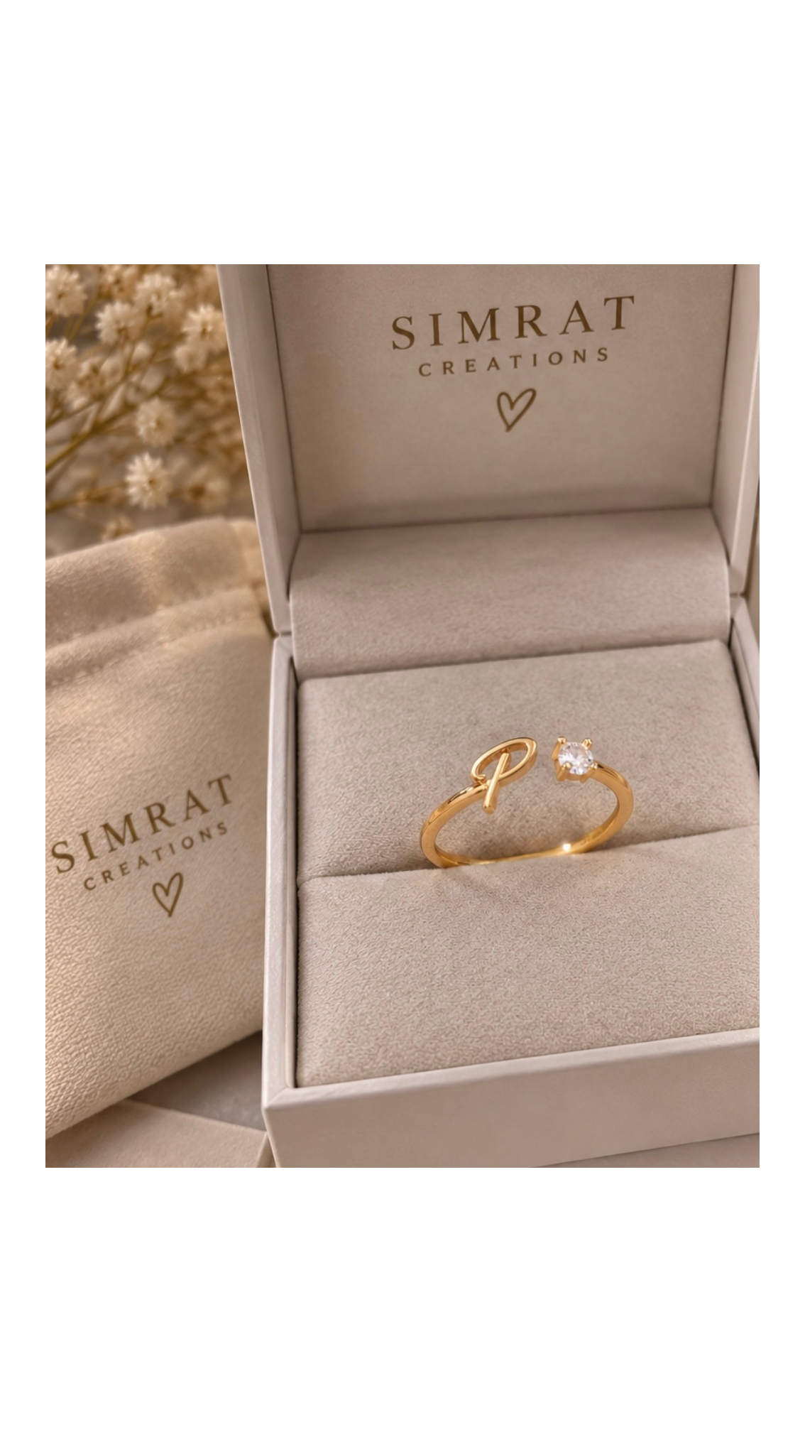 Personalized Initial Open Ring Yellow Gold