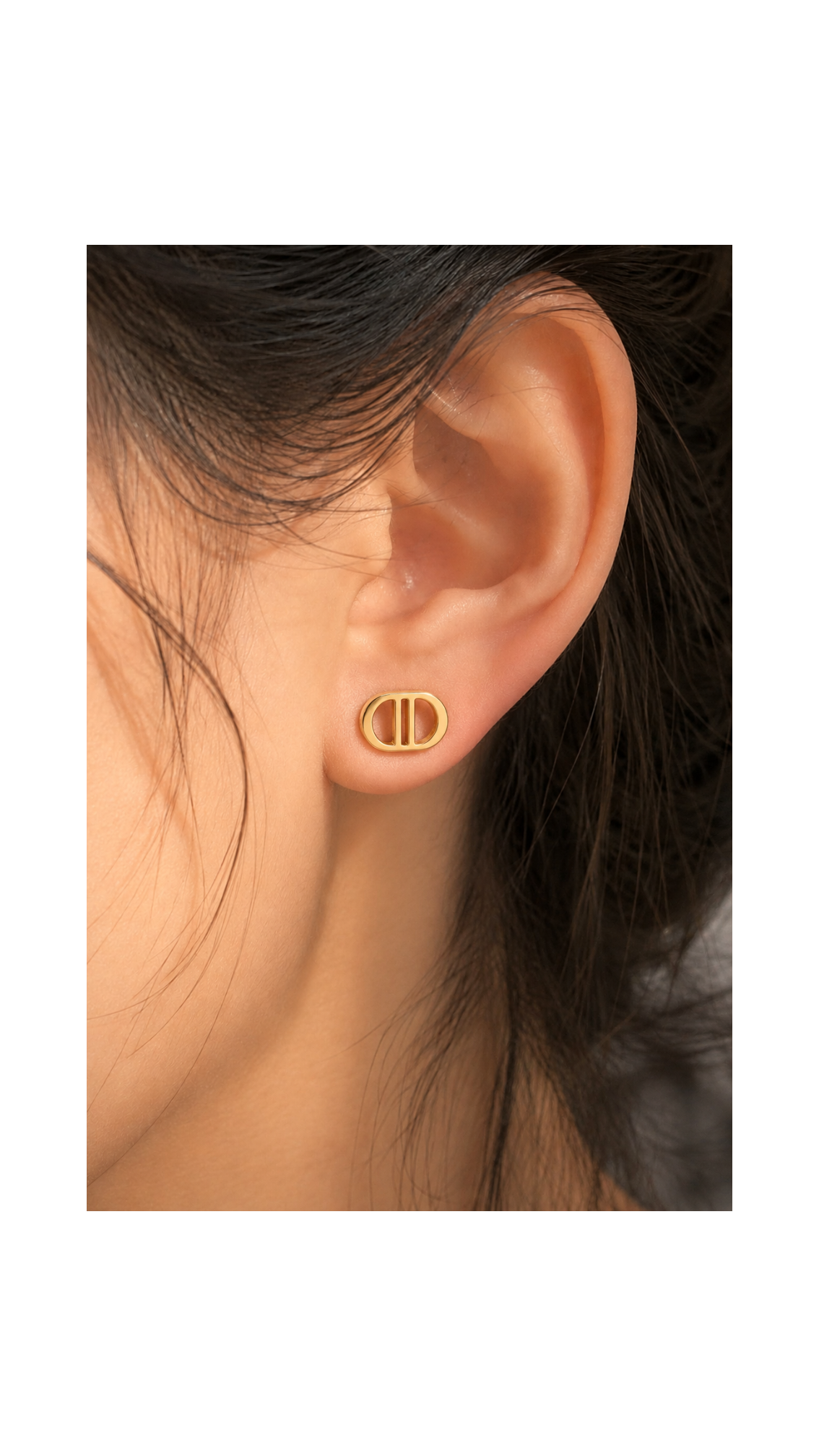 Double D Gold Stud Earrings