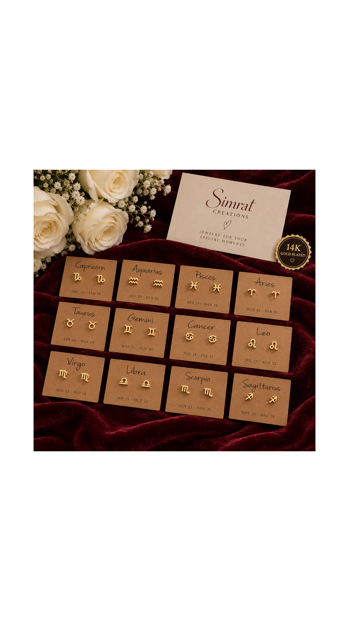 Zodiac Sign Gold Stud Earrings ♈︎✨
