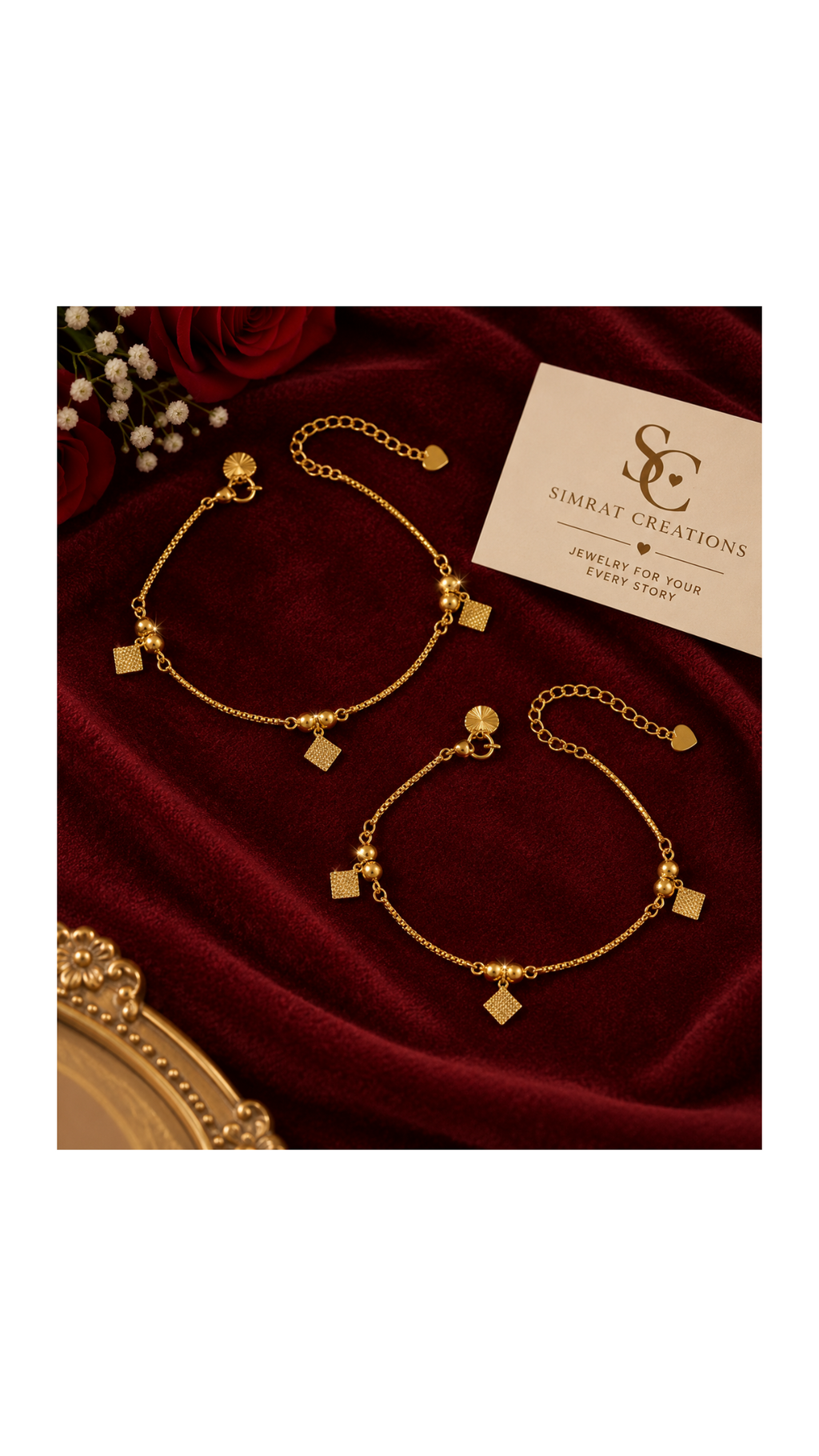 Golden Geometric Charm Anklet