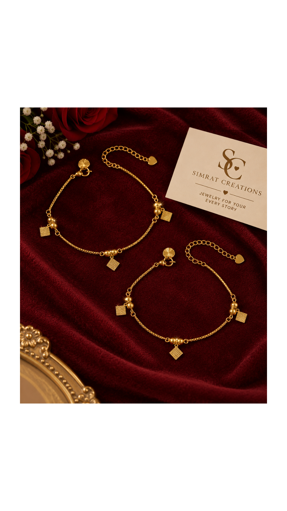 Golden Geometric Charm Anklet