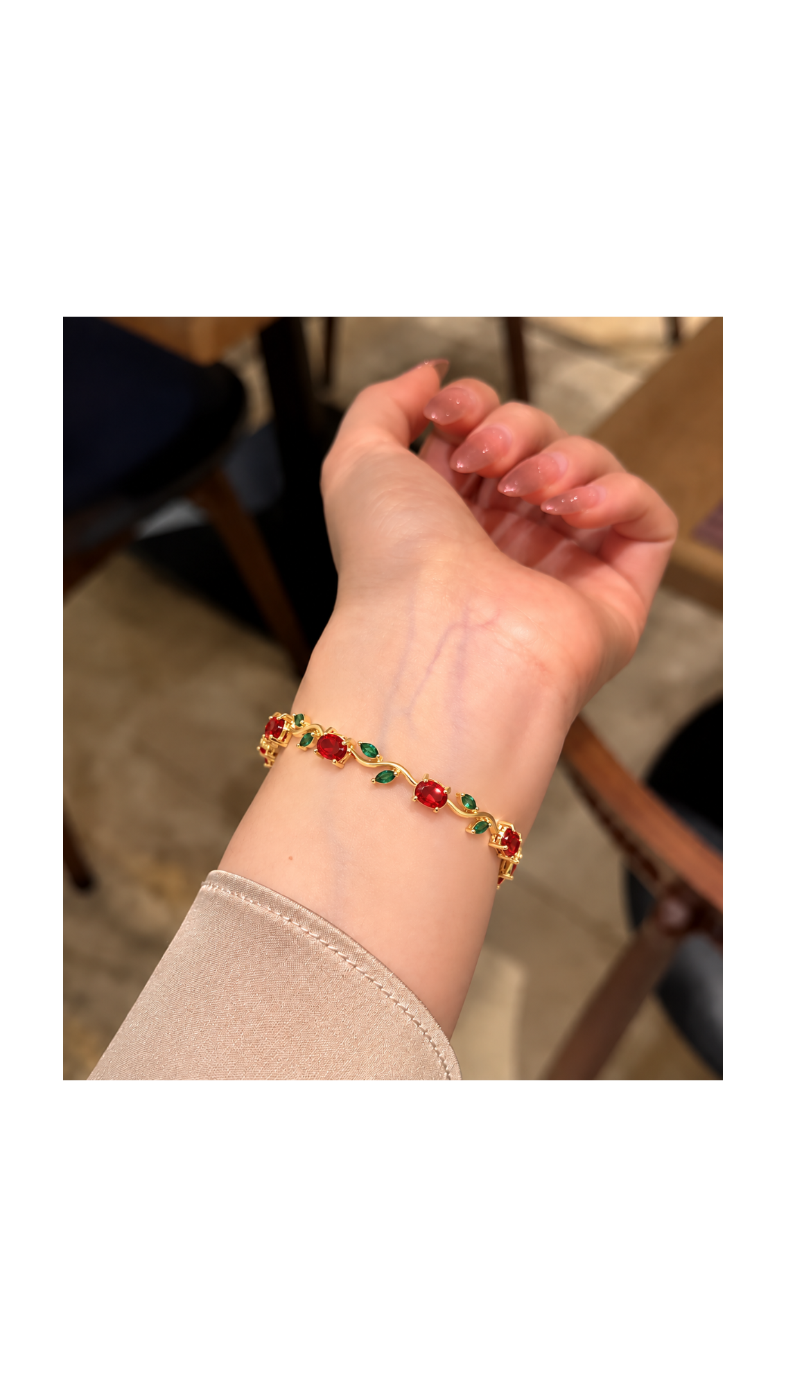 🌷 Ruby & Emerald Tulip Red Bracelet