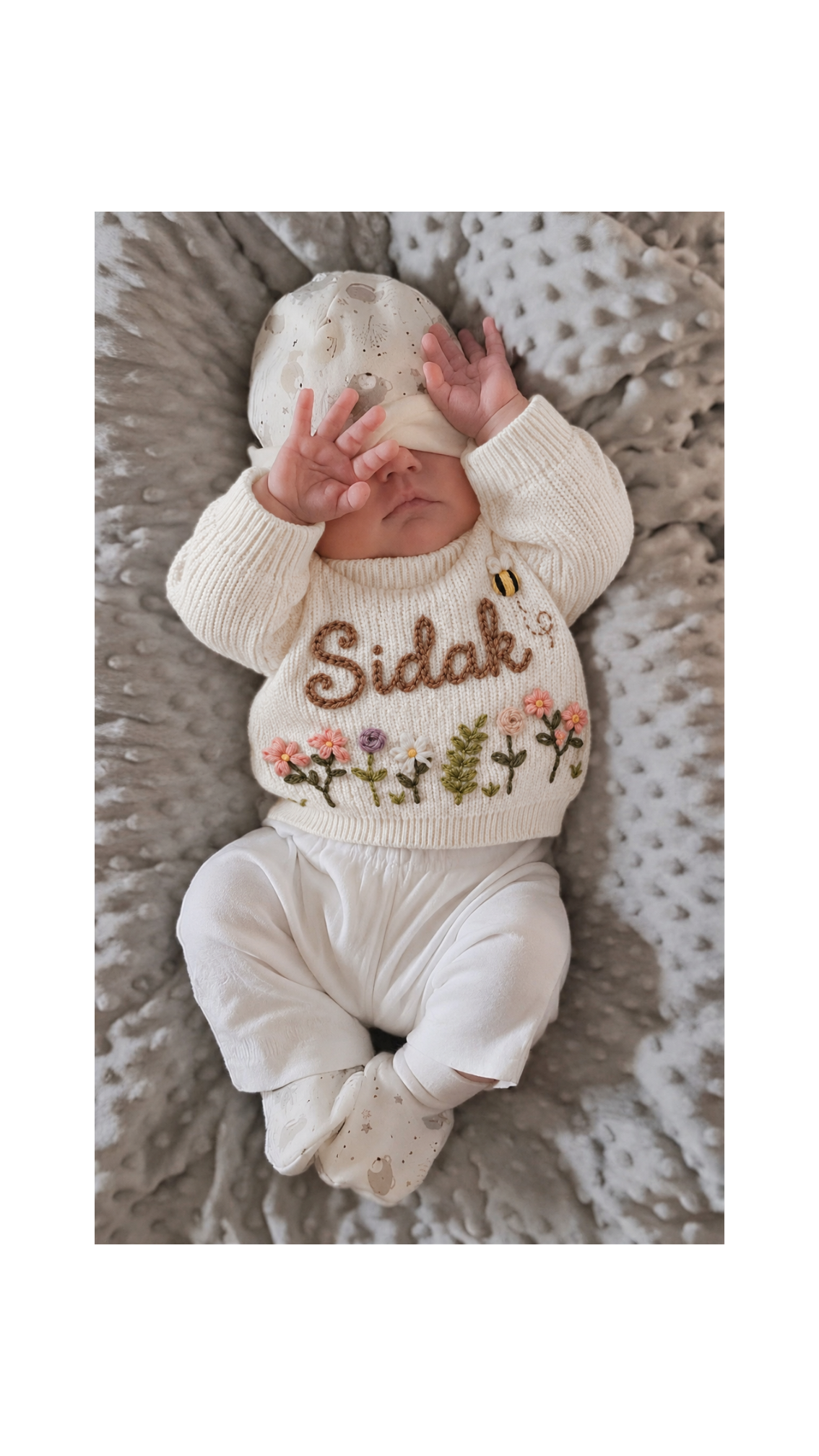 Personalized Floral Name Baby Knit Sweater
