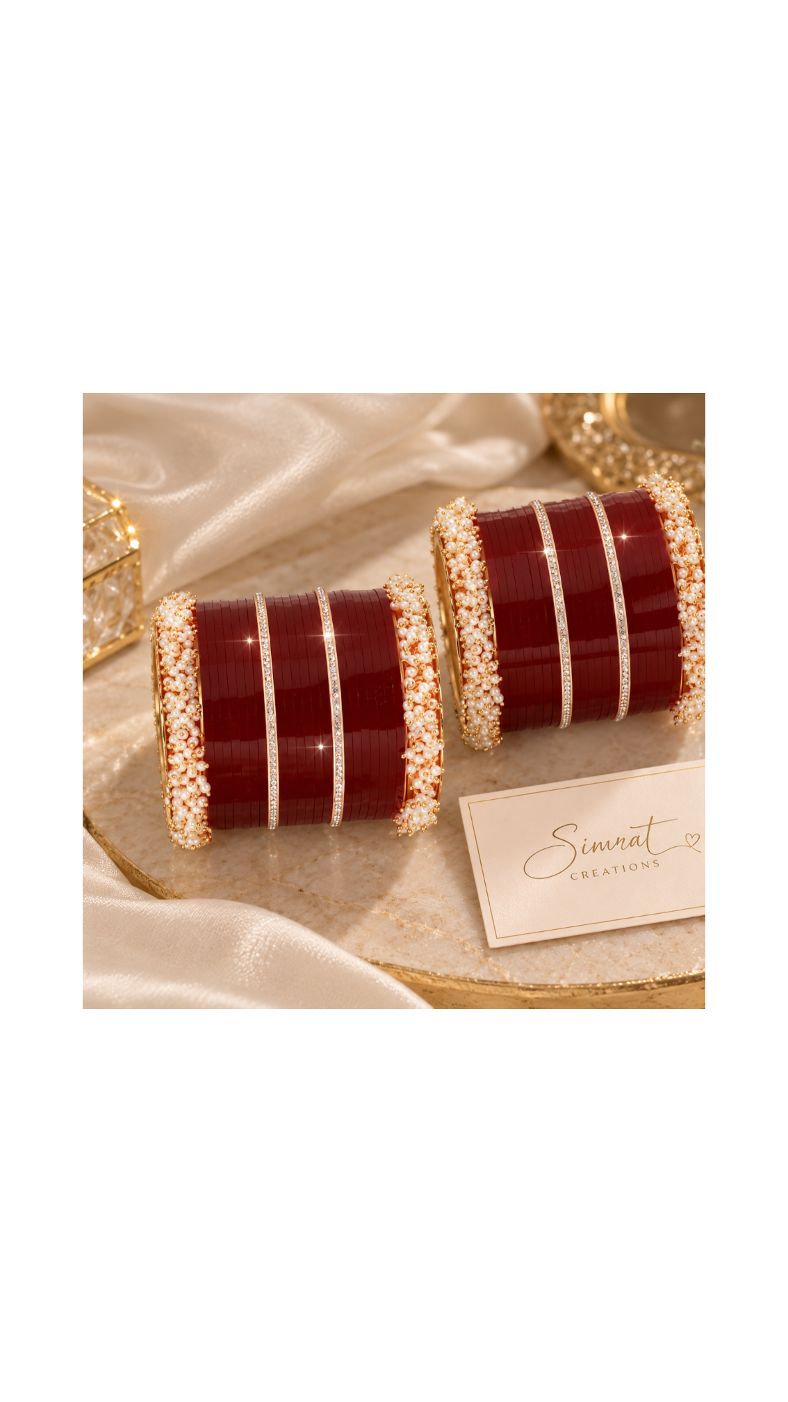 Noor-e-Suhagan Pearl Bridal Chooda Set – Deep Maroon